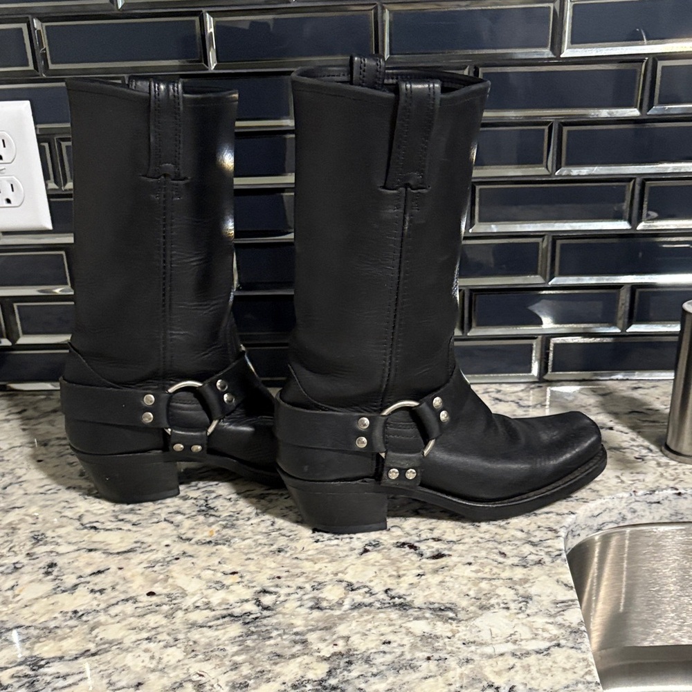 Frye Black Leather Motorcycle Boots - Picture 6 of 6